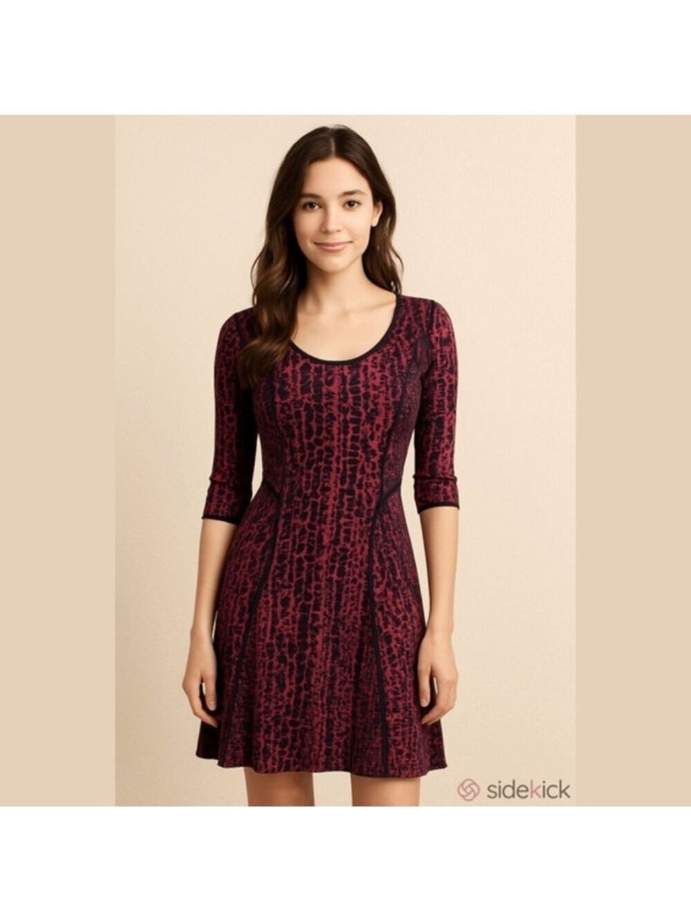 NIC+ZOE Purple,Red& Black,Size L P Sweater Dress.Zipper On The Back,GUC